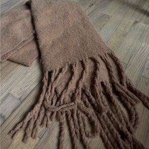 Cozy Brown Fringe Scarf